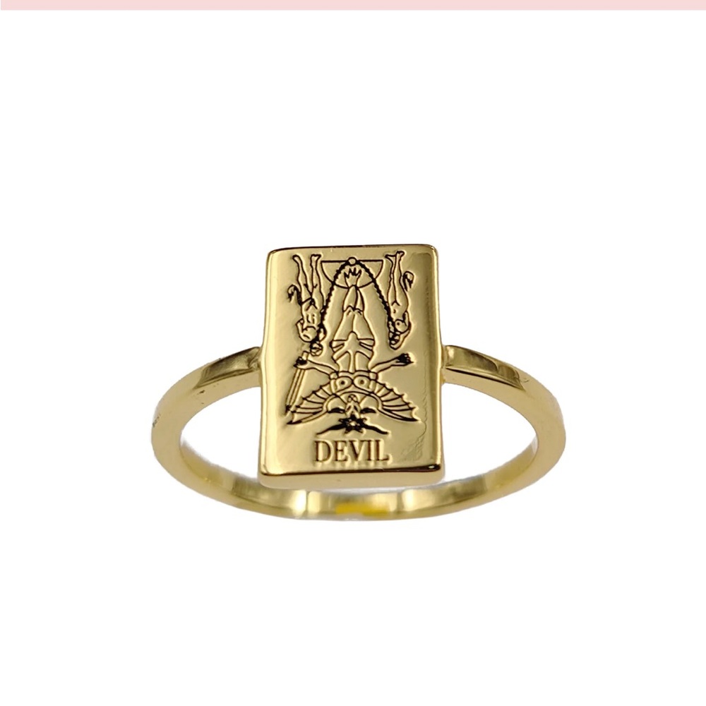 Devil tarot card gold ring size 7 verameat